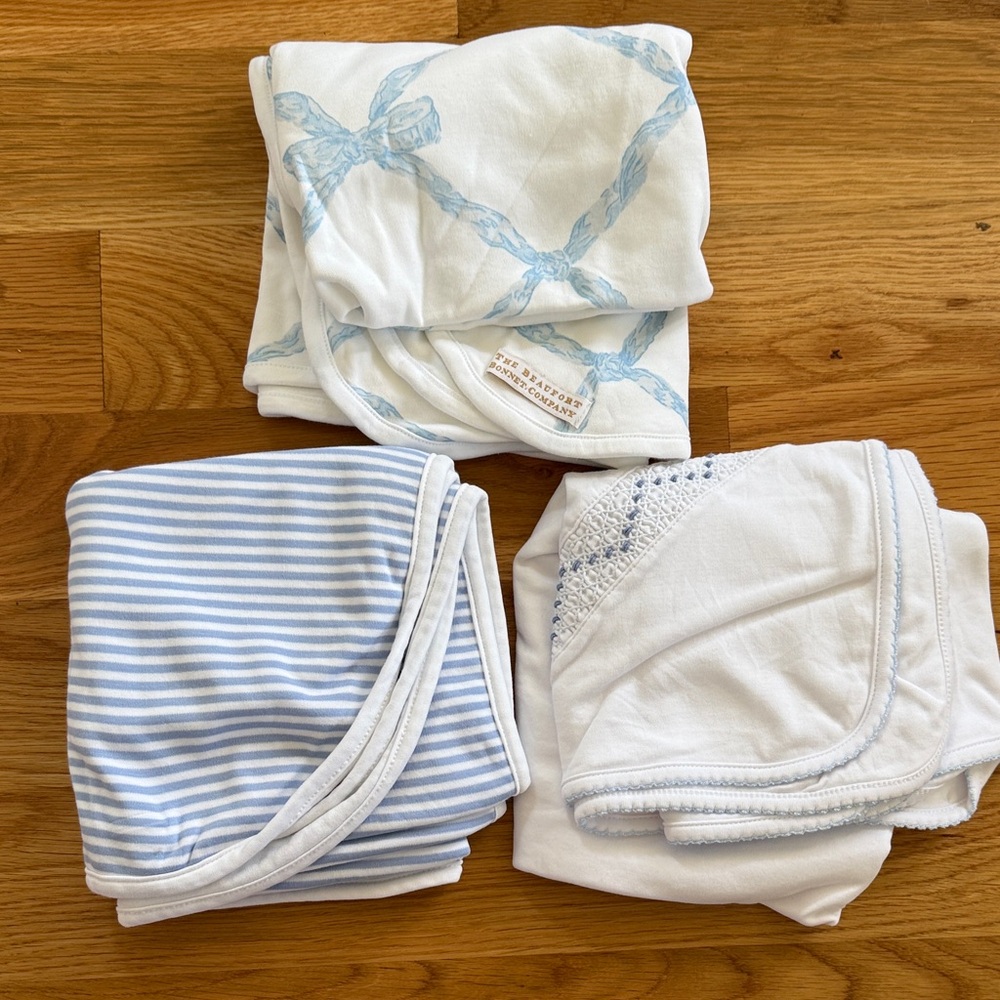 Lot of 3 TBBC Boy Baby Blankets EUC